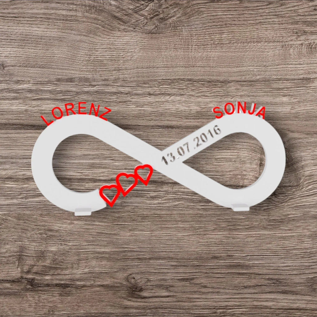 Liebesgeschenk zum Jahrestag, Hochzeitstag, oder Valentinstag: Unendliche Liebe für Paare - personalisiert mit Namen und Datum